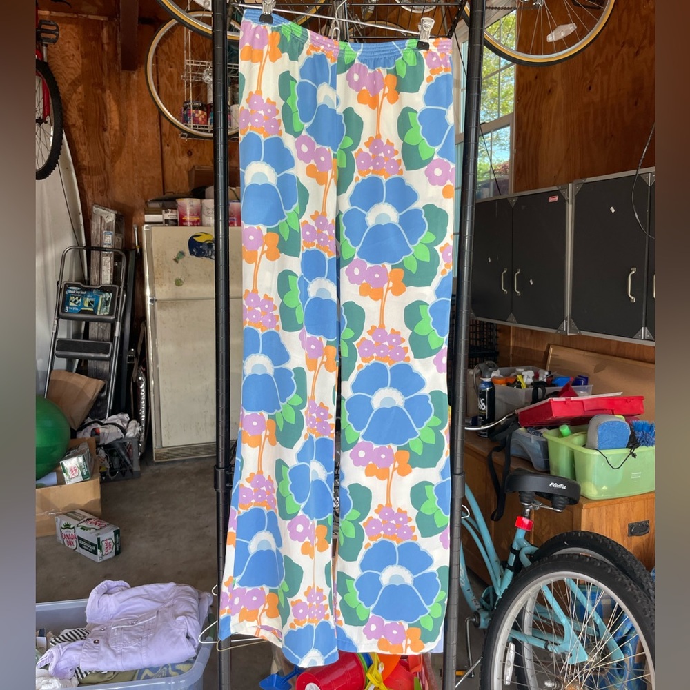 Zara Blue and Green Floral Pants